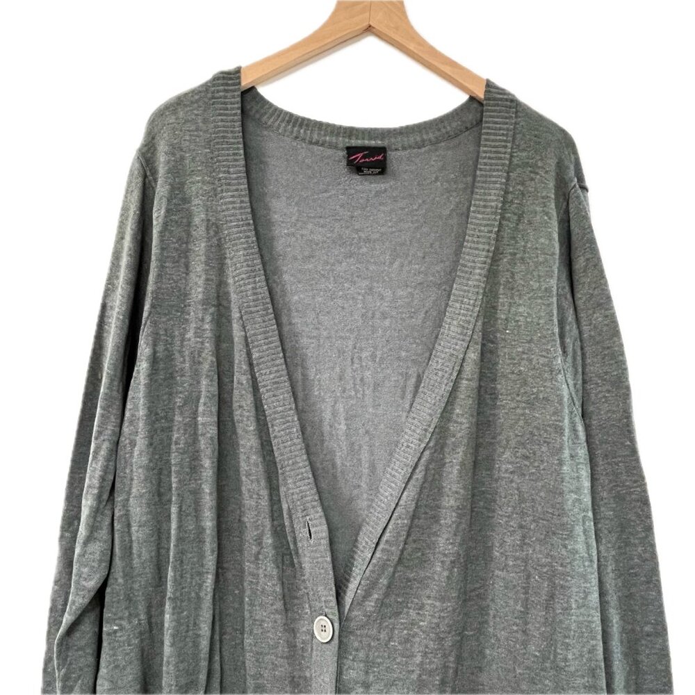 Womens 4X torrid gray Longline Button Cardigan - Picture 2 of 8
